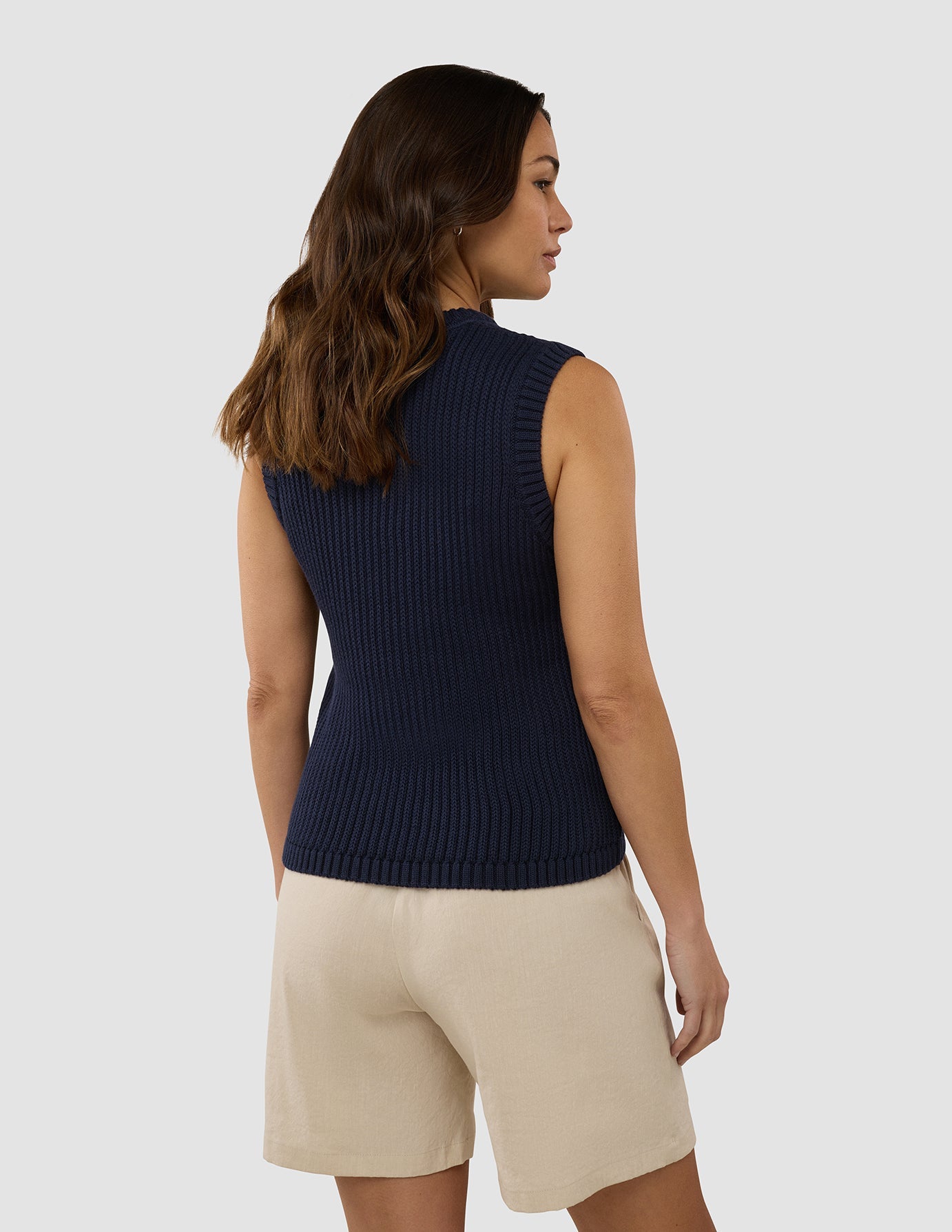 Women's Structured Knit Top Navy